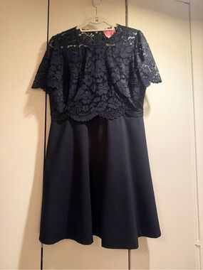 kate spade Navy Lace-Top Fit & Flare Dress
